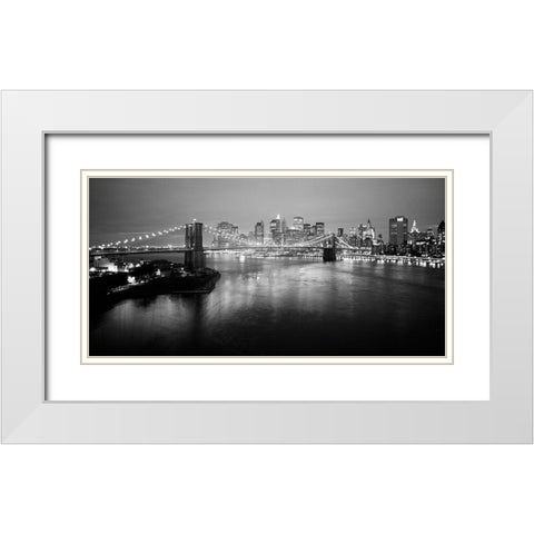 Brooklyn Bridge White Modern Wood Framed Art Print with Double Matting by Butcher, Dave