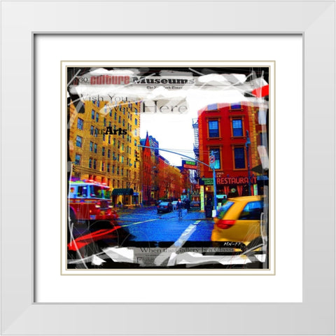 Camion de pompier New York White Modern Wood Framed Art Print with Double Matting by MN.FF
