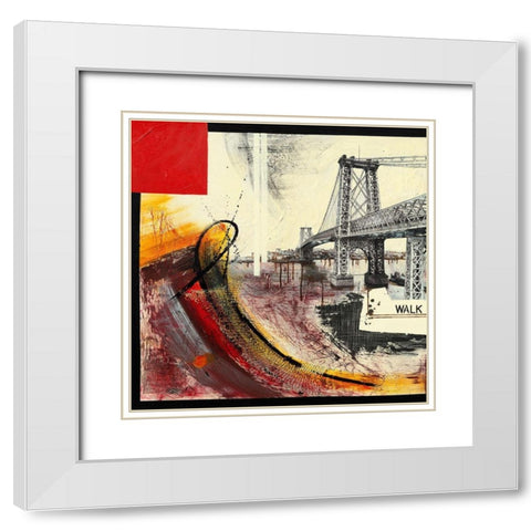 Walk Over East River I White Modern Wood Framed Art Print with Double Matting by Laffargue, Caroline