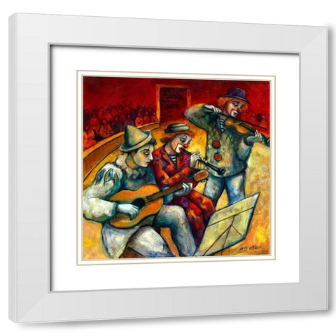 Les clowns musiciens White Modern Wood Framed Art Print with Double Matting by Wittwe, Betty