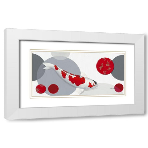 Red Bamboo Doitsu Kujaku White Modern Wood Framed Art Print with Double Matting by Gruhn, Nicole