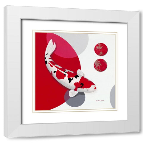 Red Bamboo Sanke White Modern Wood Framed Art Print with Double Matting by Gruhn, Nicole