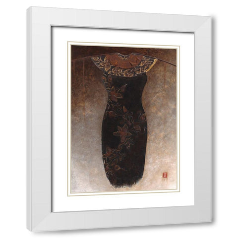 Asian Dress I White Modern Wood Framed Art Print with Double Matting by Thiry, Diana