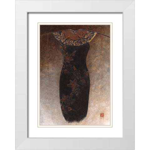 Asian Dress I White Modern Wood Framed Art Print with Double Matting by Thiry, Diana