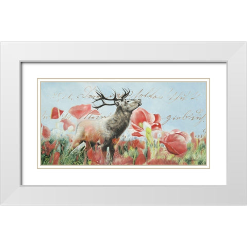 Hirsch I White Modern Wood Framed Art Print with Double Matting by Shirin Donia