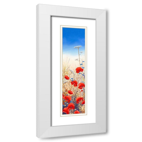 Poppy Field III White Modern Wood Framed Art Print with Double Matting by Mayes, Hilary