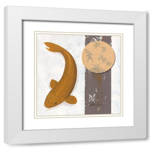 Koi Creme Spot II White Modern Wood Framed Art Print with Double Matting by Gruhn, Nicole