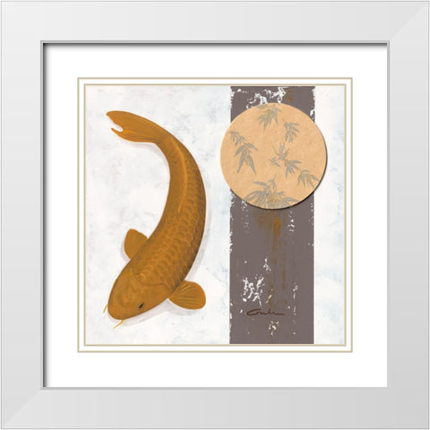 Koi Creme Spot II White Modern Wood Framed Art Print with Double Matting by Gruhn, Nicole