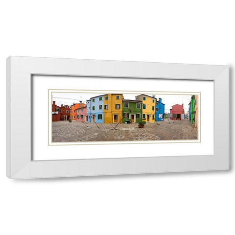 Venedig Burano II White Modern Wood Framed Art Print with Double Matting by Fischer, Rolf