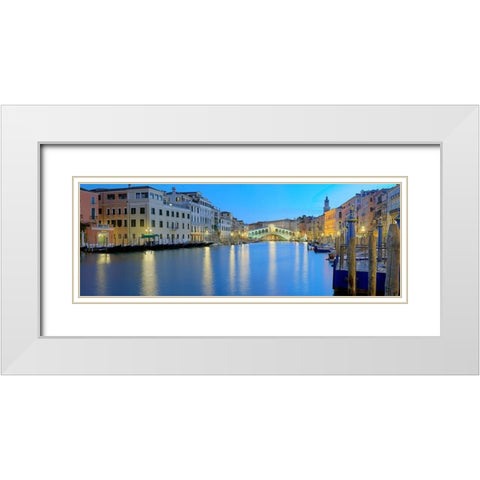 Venedig Rialto Brucke White Modern Wood Framed Art Print with Double Matting by Fischer, Rolf