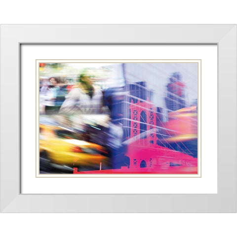NY Traffic White Modern Wood Framed Art Print with Double Matting by Luger, Gery