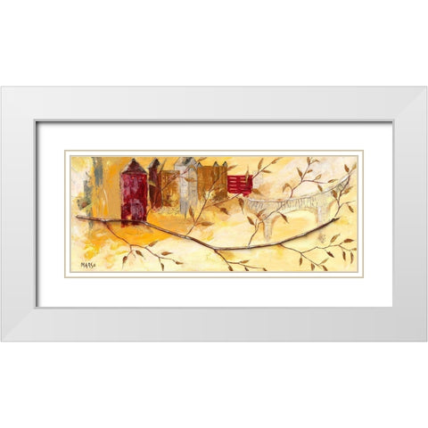 Les feuilles d Or White Modern Wood Framed Art Print with Double Matting by Marso