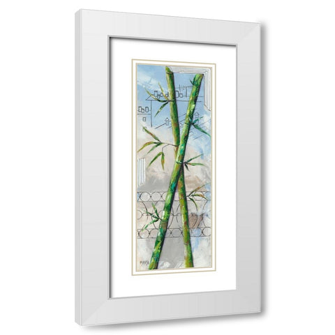 2 Bambous White Modern Wood Framed Art Print with Double Matting by Marso
