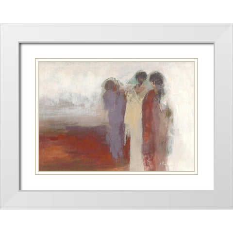 File d Indiennes White Modern Wood Framed Art Print with Double Matting by Parise, Chantal