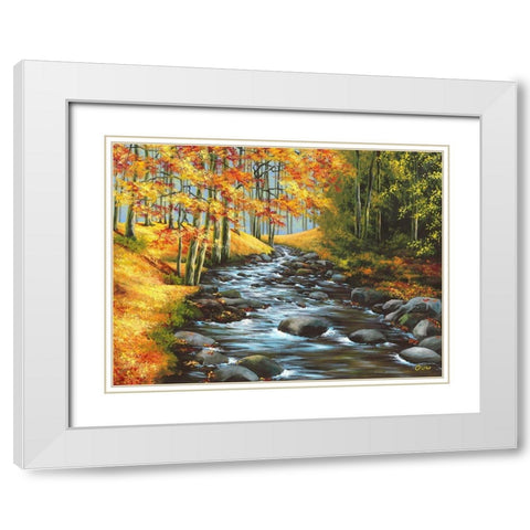 Durch den Herbst White Modern Wood Framed Art Print with Double Matting by Richter, Cornelia
