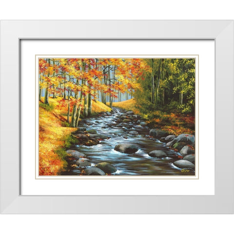 Durch den Herbst White Modern Wood Framed Art Print with Double Matting by Richter, Cornelia