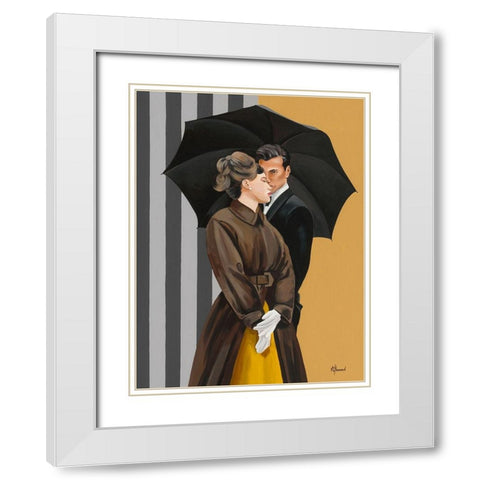 Duo I White Modern Wood Framed Art Print with Double Matting by Bernard, Anne