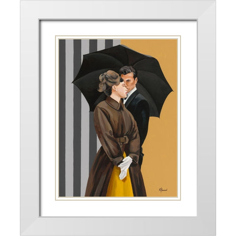 Duo I White Modern Wood Framed Art Print with Double Matting by Bernard, Anne