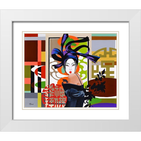 Kiku White Modern Wood Framed Art Print with Double Matting by Bernard, Anne