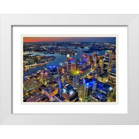 Darling Harbour White Modern Wood Framed Art Print with Double Matting by Terrible, Aurelien
