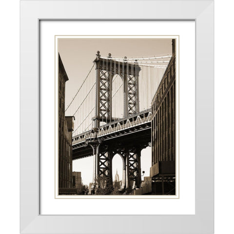 Manhattan Bridge White Modern Wood Framed Art Print with Double Matting by Terrible, Aurelien