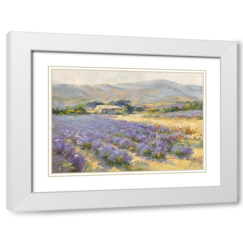 Champ de lavande White Modern Wood Framed Art Print with Double Matting by Messely, Paul