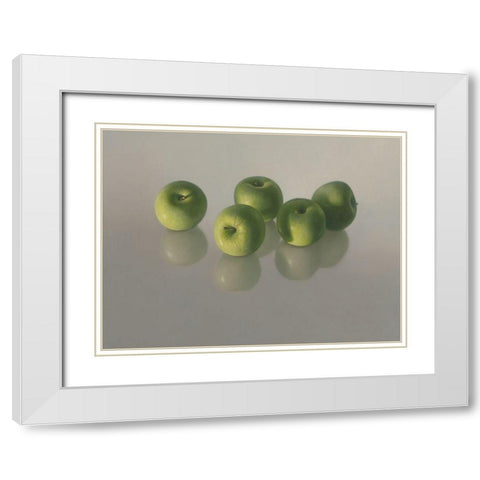 Vijf appels White Modern Wood Framed Art Print with Double Matting by Delaer