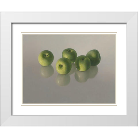 Vijf appels White Modern Wood Framed Art Print with Double Matting by Delaer