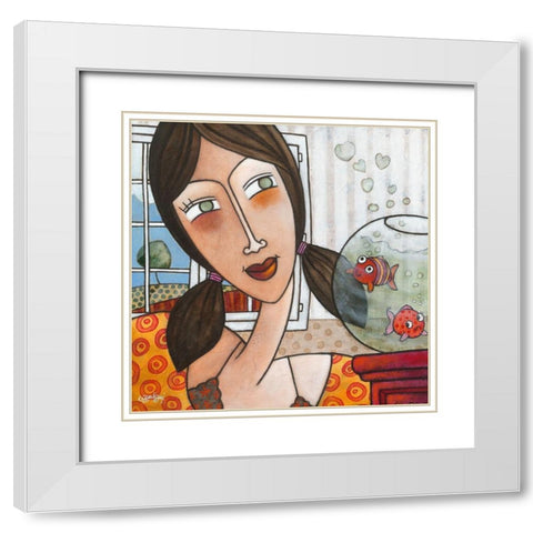 Le rencard de Maelys White Modern Wood Framed Art Print with Double Matting by Bandiziol, Geraldine