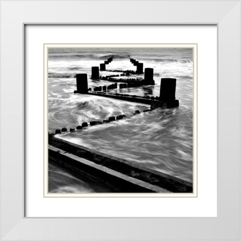 Sea Defences l White Modern Wood Framed Art Print with Double Matting by Lambert, Tom