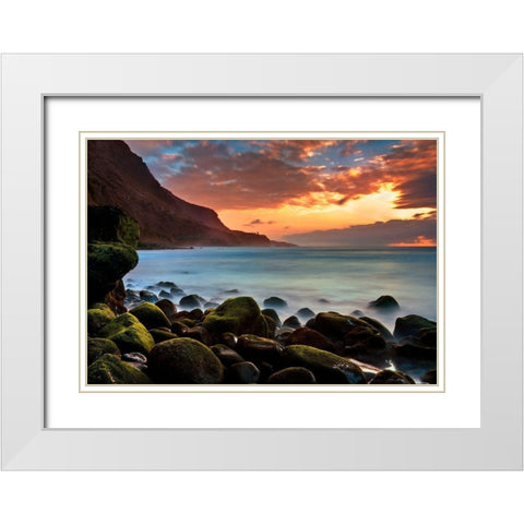 Teneriffa Brandung White Modern Wood Framed Art Print with Double Matting by Ernemann, Lothar