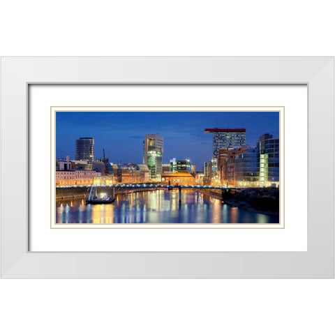 Medienhafen Dusseldorf White Modern Wood Framed Art Print with Double Matting by Fischer, Rolf