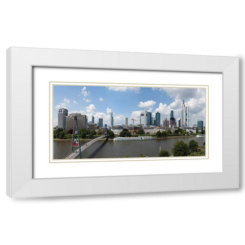 Skyline Frankfurt Panorama White Modern Wood Framed Art Print with Double Matting by Fischer, Rolf