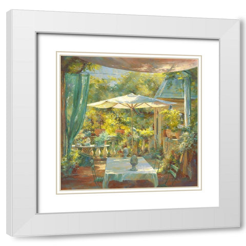 Bon vivre a Lourmarin White Modern Wood Framed Art Print with Double Matting by Messely, Johan