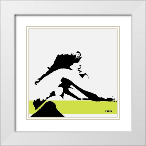 Nell Green White Modern Wood Framed Art Print with Double Matting by Zalez