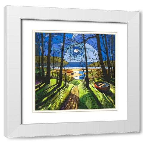 Beach Path White Modern Wood Framed Art Print with Double Matting by James, David
