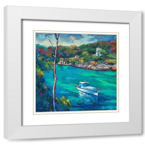 Cala del Ballm White Modern Wood Framed Art Print with Double Matting by Camargo, Jesus P.
