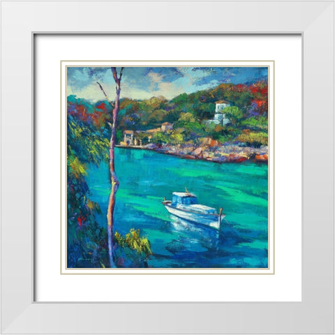 Cala del Ballm White Modern Wood Framed Art Print with Double Matting by Camargo, Jesus P.