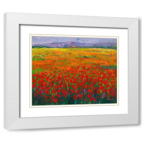 Mohnfeld White Modern Wood Framed Art Print with Double Matting by Camargo, Jesus P.