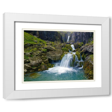 Strandará River White Modern Wood Framed Art Print with Double Matting by Strand, Hans