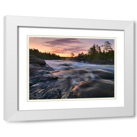Voxnan River White Modern Wood Framed Art Print with Double Matting by Strand, Hans