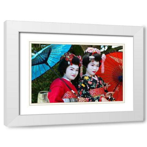 Geisha Smile White Modern Wood Framed Art Print with Double Matting by Weber, Matthias