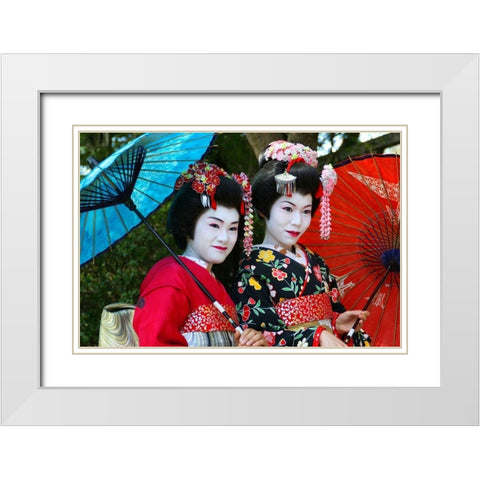 Geisha Smile White Modern Wood Framed Art Print with Double Matting by Weber, Matthias