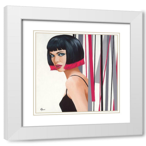 Femme 45 White Modern Wood Framed Art Print with Double Matting by Bernard, Anne