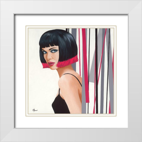 Femme 45 White Modern Wood Framed Art Print with Double Matting by Bernard, Anne