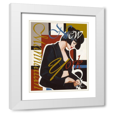 Femme New York White Modern Wood Framed Art Print with Double Matting by Bernard, Anne