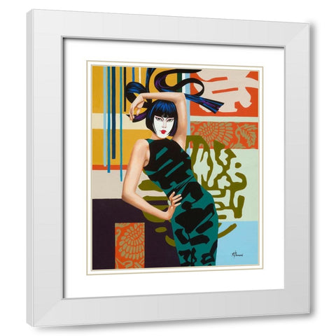 Chika White Modern Wood Framed Art Print with Double Matting by Bernard, Anne