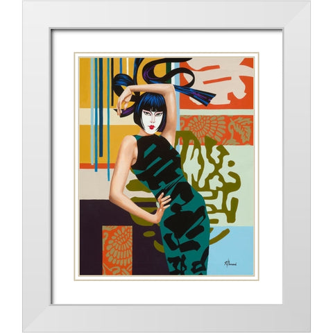 Chika White Modern Wood Framed Art Print with Double Matting by Bernard, Anne