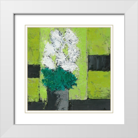 Dahlias de reve White Modern Wood Framed Art Print with Double Matting by Persillon, Francoise