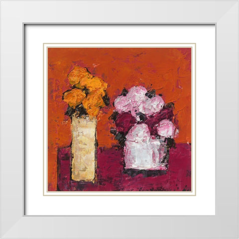 Tete a Tete White Modern Wood Framed Art Print with Double Matting by Persillon, Francoise